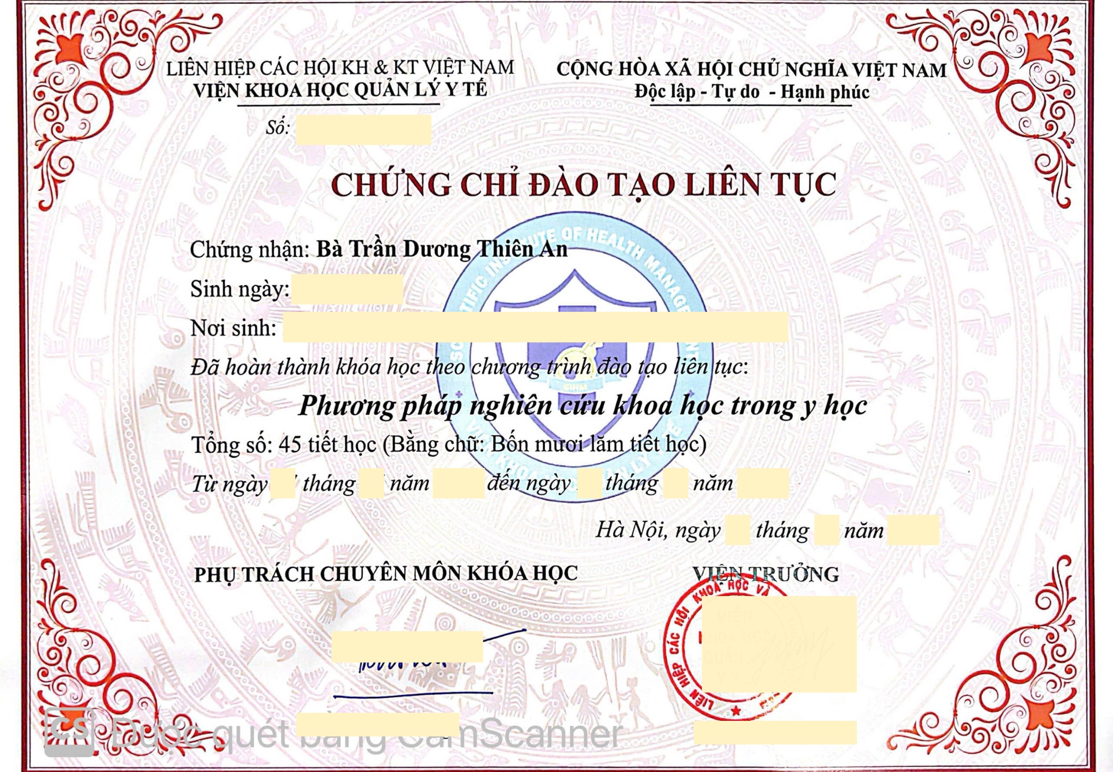 Chứng chỉ Phương Pháp Nghiên cứu Khoa Học Trong Y Học - CME 45 Tiết