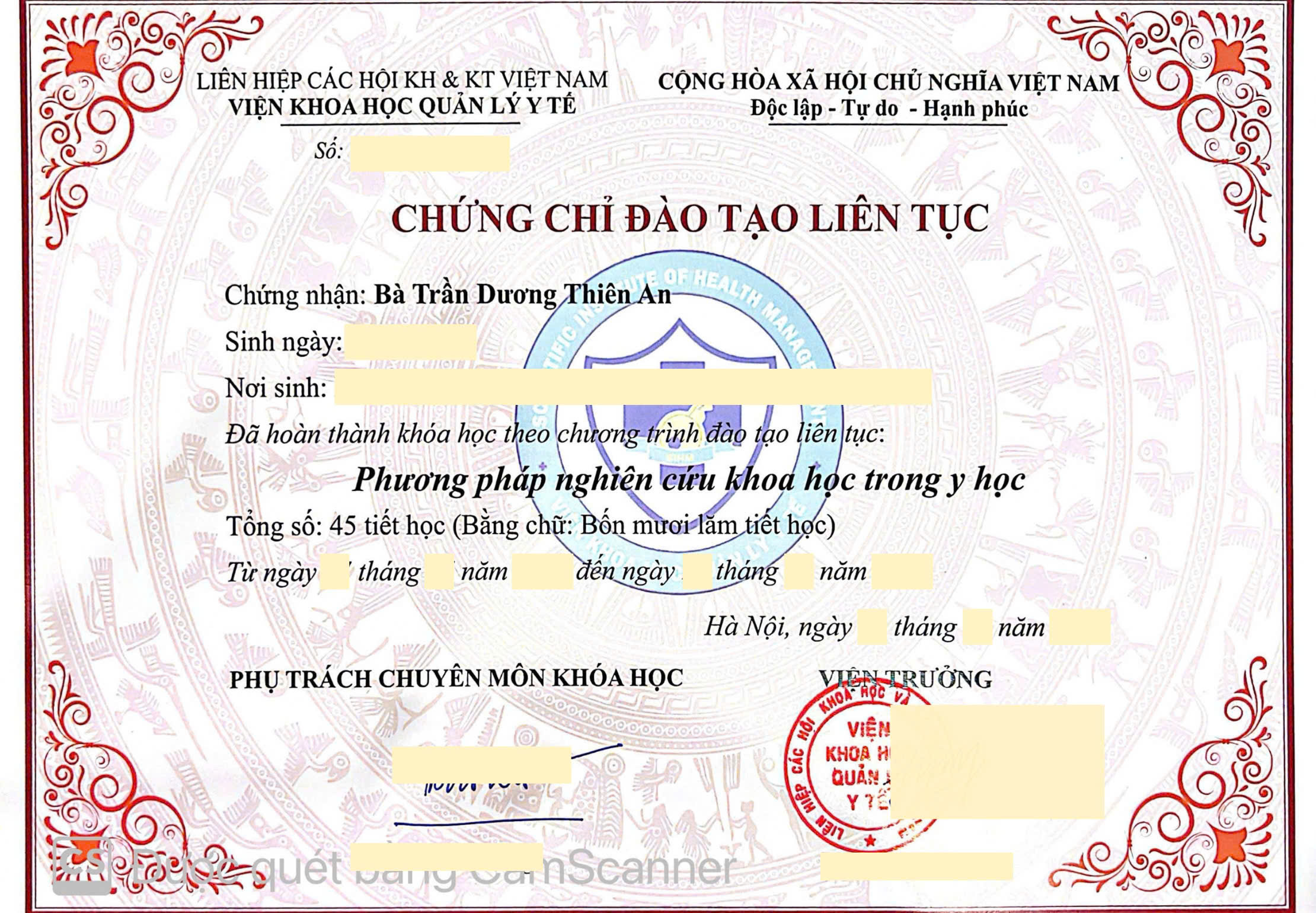 Chứng chỉ Phương Pháp Nghiên cứu Khoa Học Trong Y Học - CME 45 Tiết