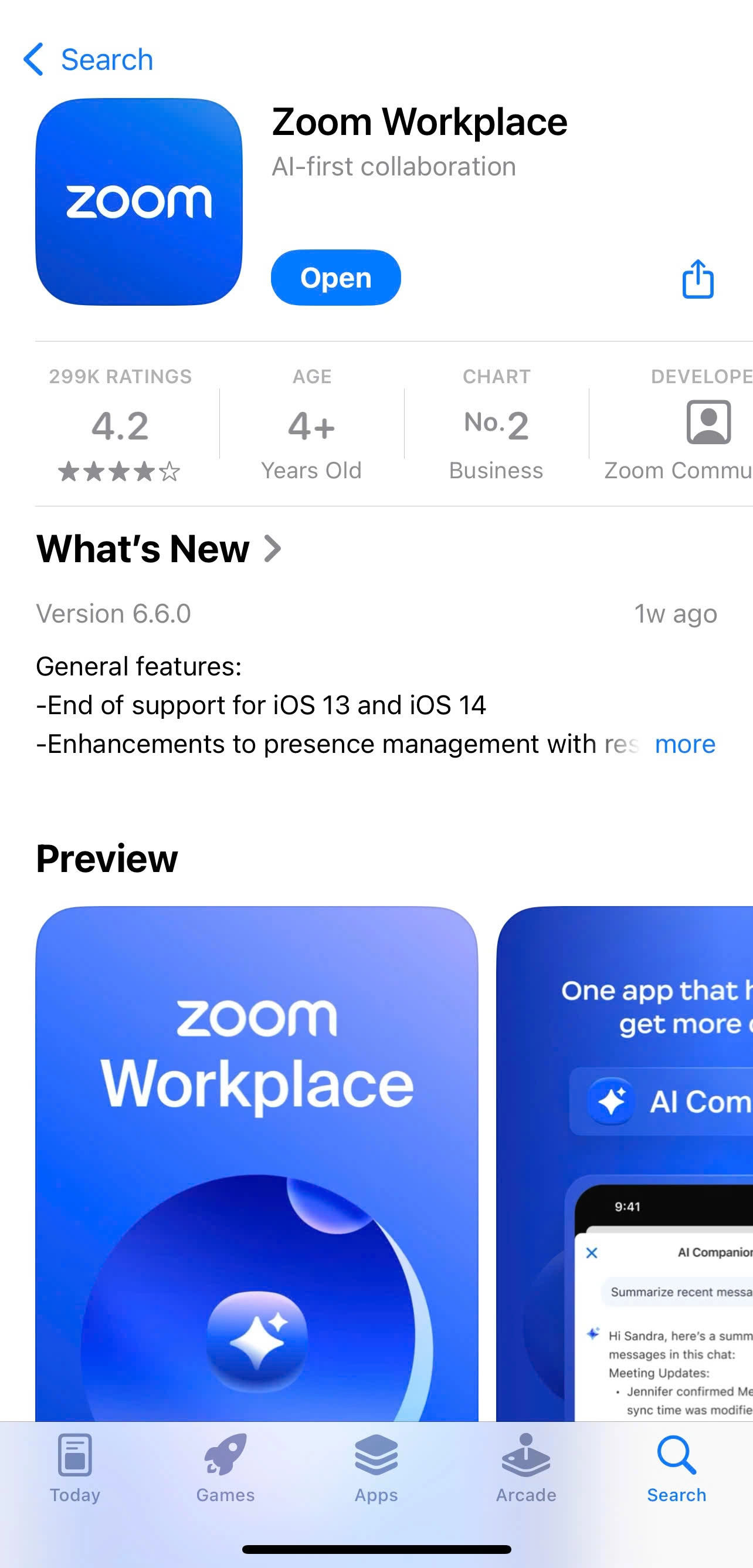 Giao diện ứng dụng Zoom trên App sotre hoặc CH Play