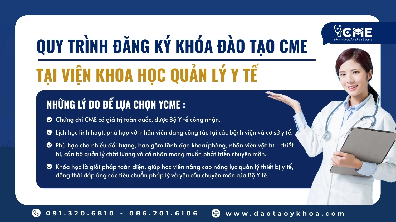 quy trình đăng ký khóa đào tạo CME tại Viện Khoa học Quản lý Y tế