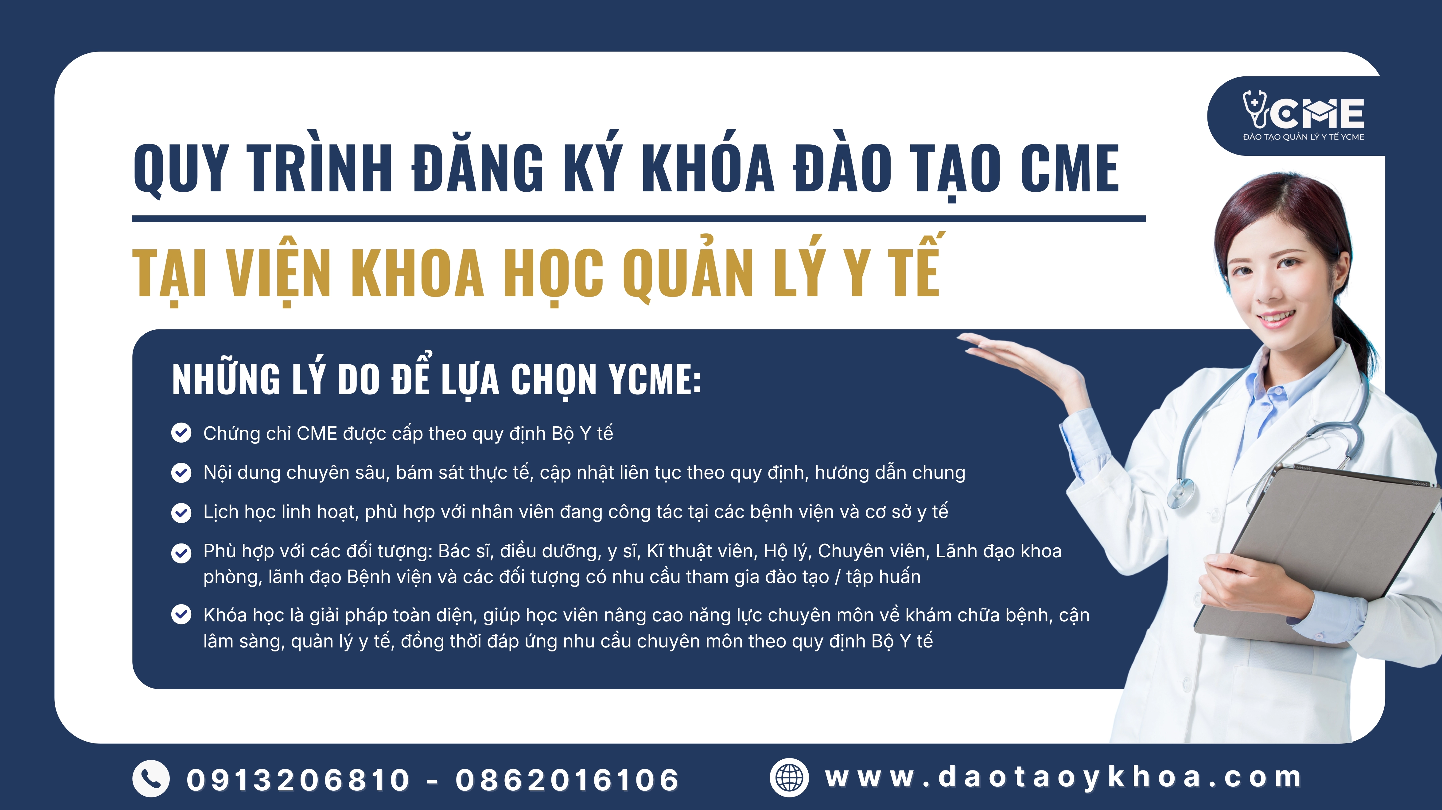 Quy trình đăng ký khóa đào tạo CME tại Viện Khoa học Quản lý Y tế
